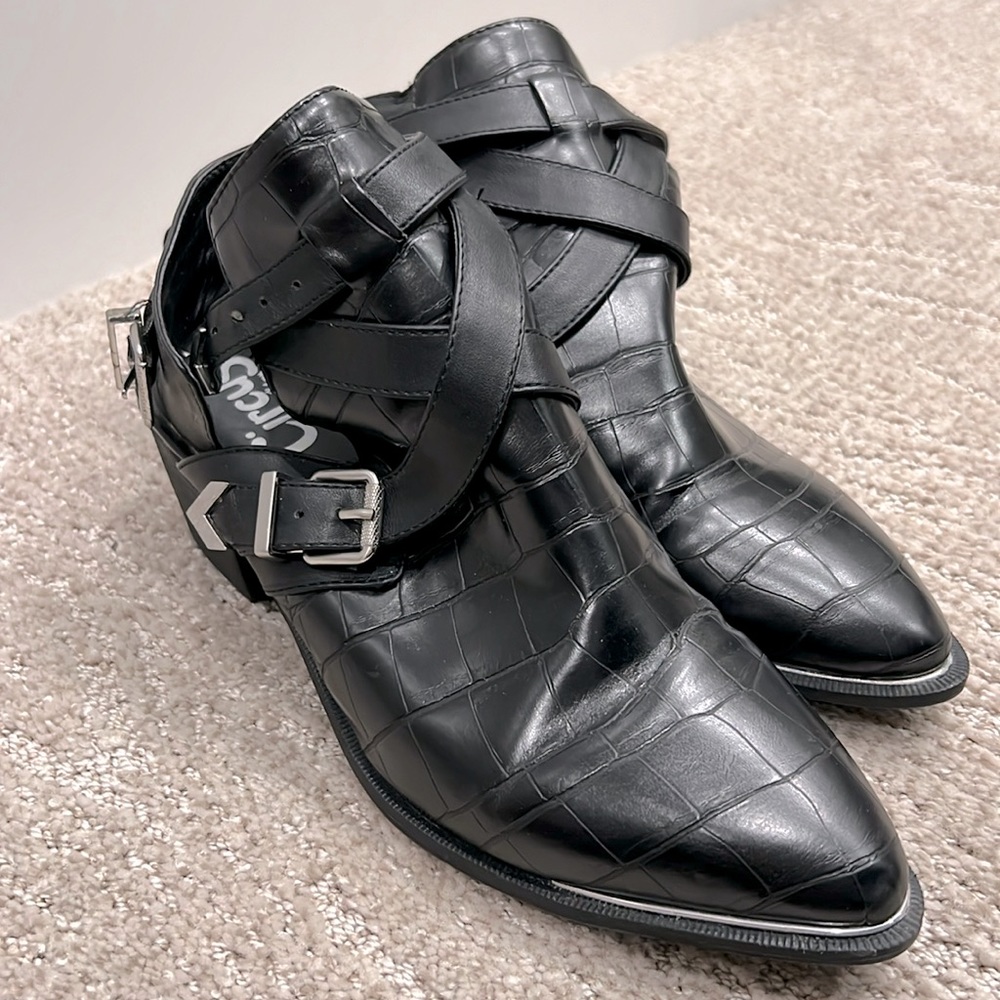 Sam Edelman Circus Black Croc Open Back Bootie- size 8.5